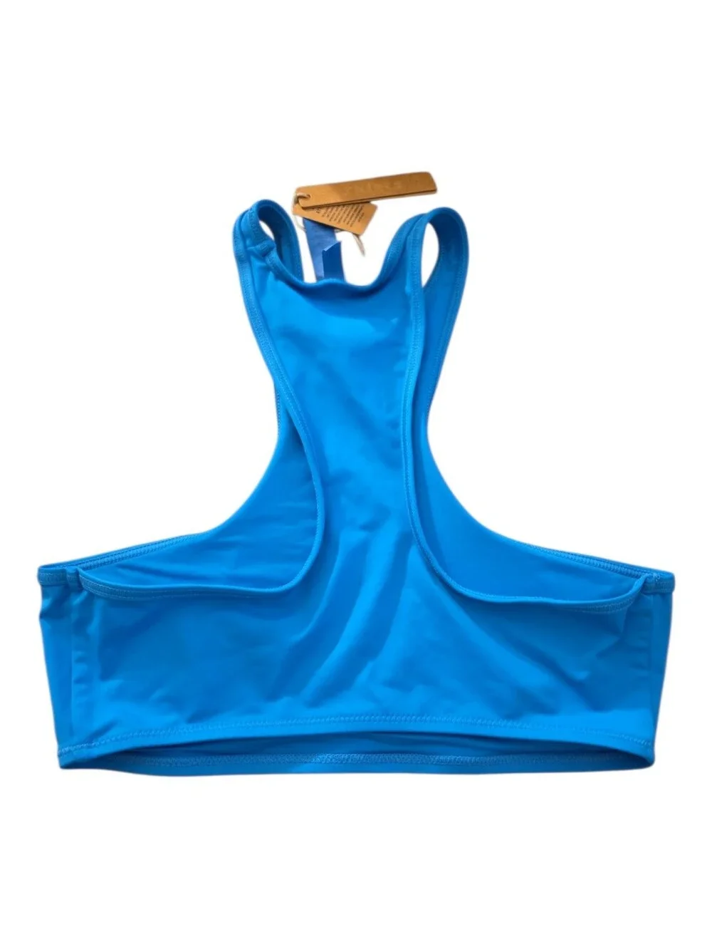 NWT SKIMS Recycled Swim High Neck Racerback Bikini Top Turquoise Blue Small